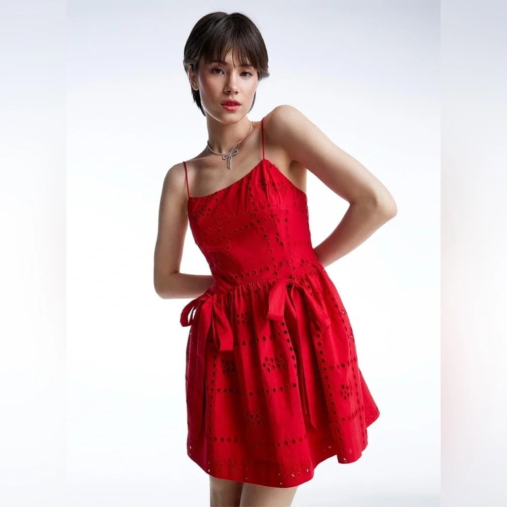 Damson Madder / Penelope mini dress in red eyelet broderie 6 - Picture 3 of 9